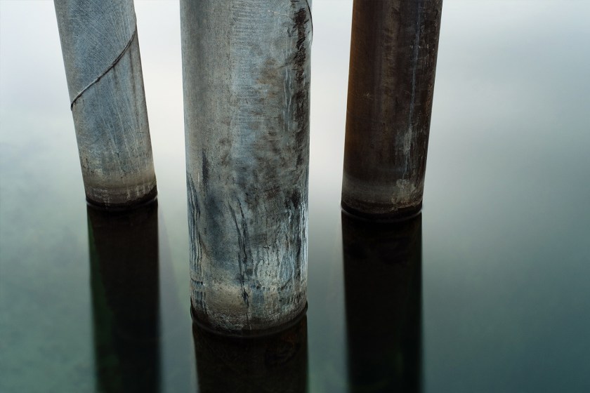 Three pillars in the lake, Lausanne, 2015 